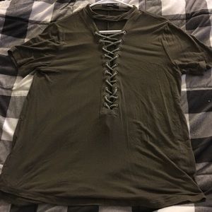 Olive Green Crisscross lace front